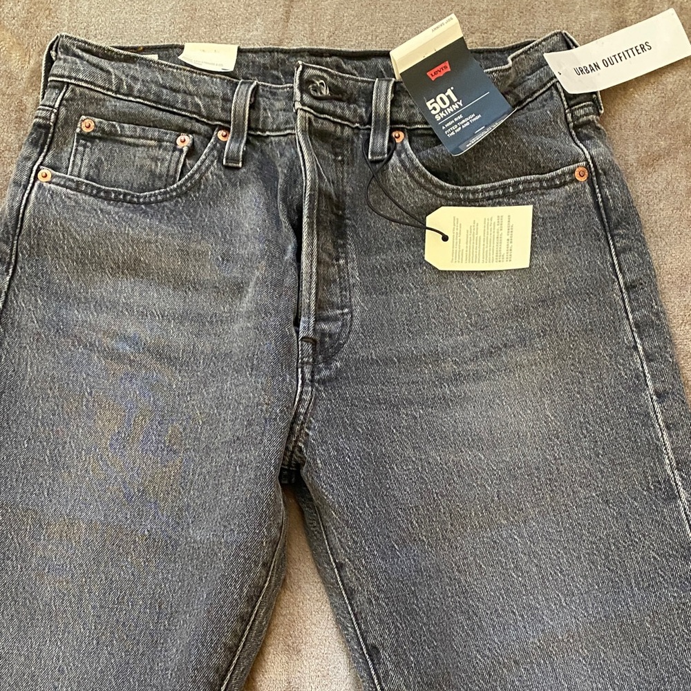Levi's Womens 501 High Rise Skinny Charcoal Jeans
